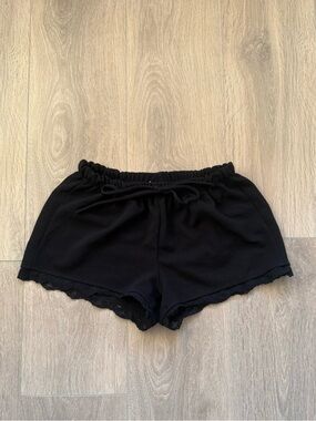H&M Black Athletic Lounge Shorts with Lace Hem